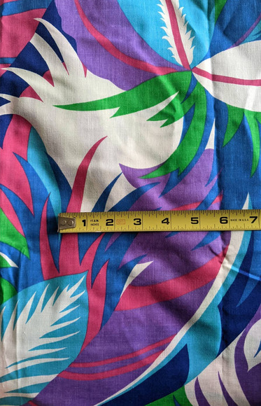 BOLD Vintage Tropical Floral Pattern Cotton Woven Fabric 80s 90's Hawaiian Print - Picture 5 of 6